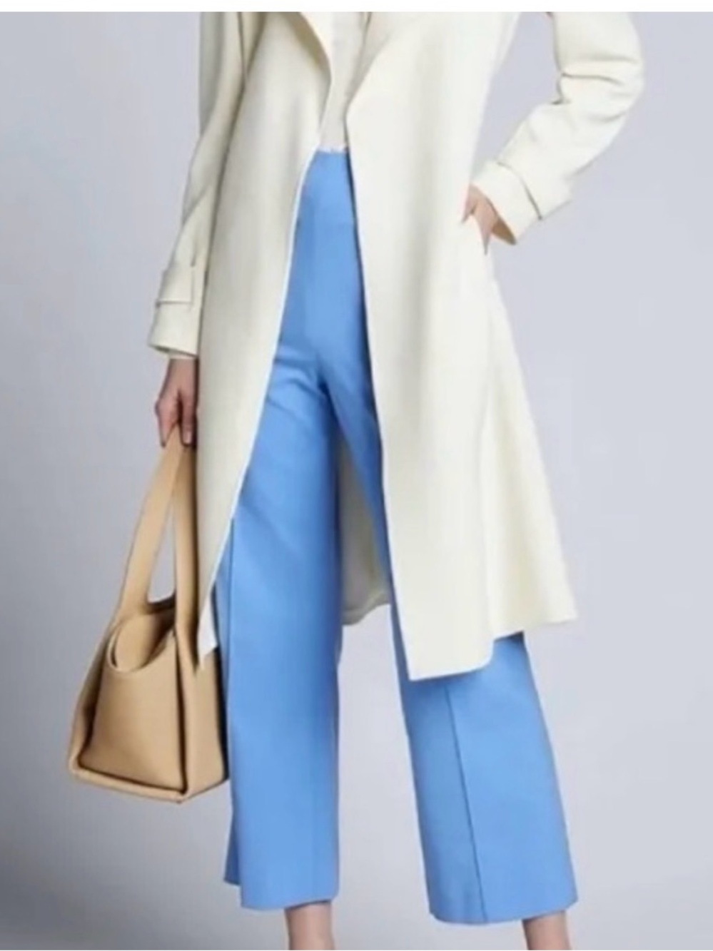 Alice + Olivia Lorinda Blue High Rise Cropped Wide-Leg Ankle Pants